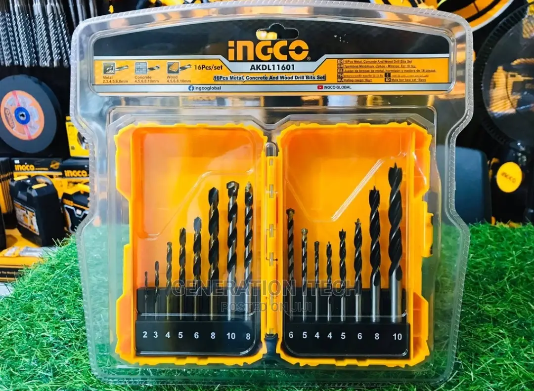 Ingco 16 Pcs Drill Bit Set For Metal, Concrete And Wood