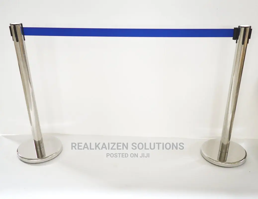 Retractable Chrome Stainless 2meters Belt Barrier 2pc Set
