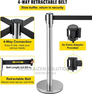 Retractable Chrome Stainless 2meters Belt Barrier 2pc Set