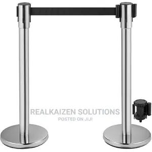 Retractable Chrome Stainless 2meters Belt Barrier 2pc Set