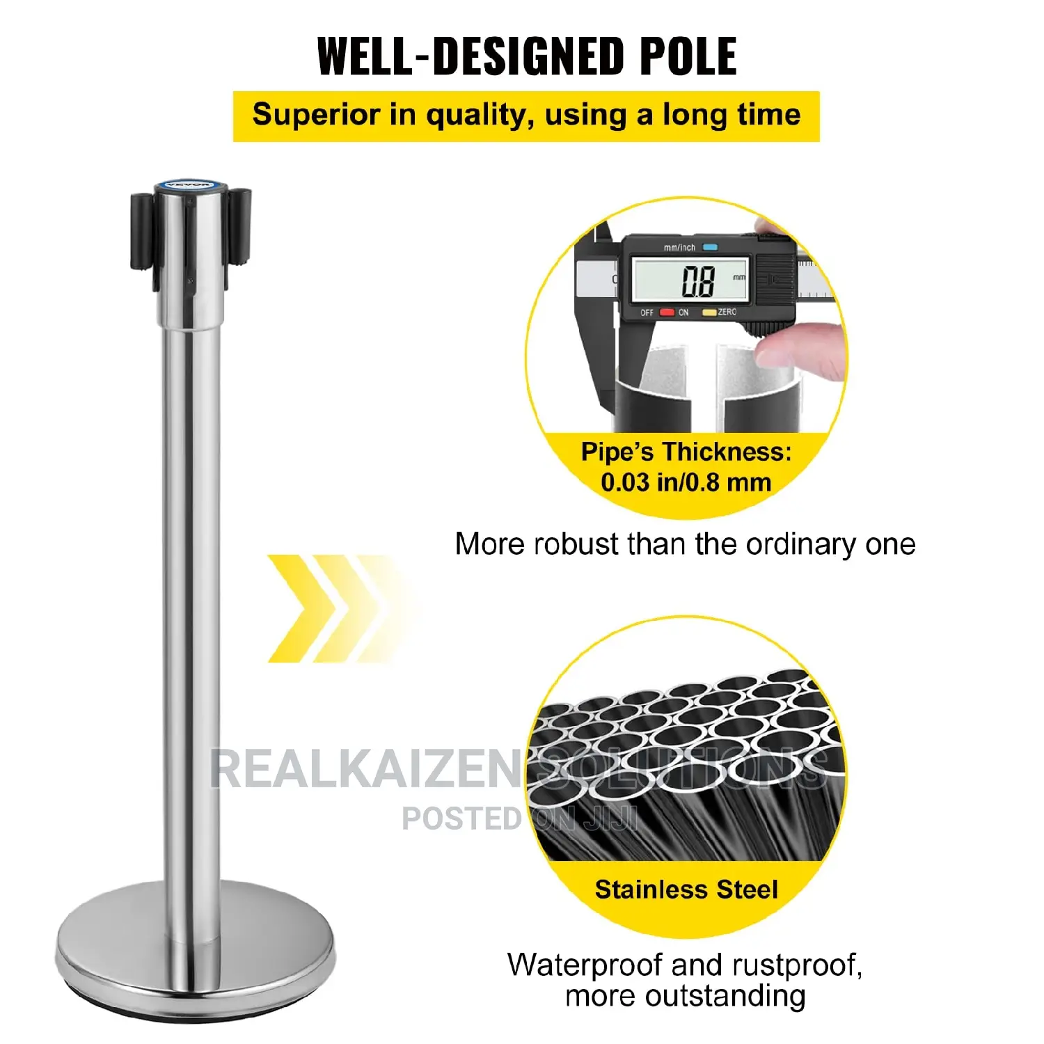 Retractable Chrome Stainless 2meters Belt Barrier 2pc Set