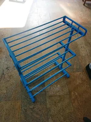 Steel Tubes Shoe Rack With Adjustable Height in Blue Pink