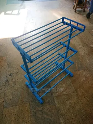 Steel Tubes Shoe Rack With Adjustable Height in Blue Pink