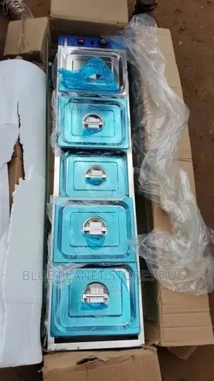5 Pans Bain Marie Food Warmer With a Glass Top || Commercial