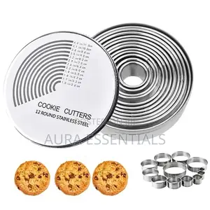 12pcs Round Biscuit Cutter Doughnut Cutter Set Ring Molds