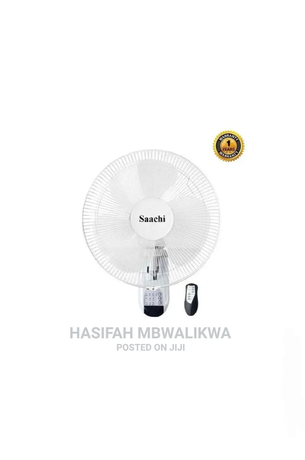 Saachi 16 Inch Wall Fan With Remote Control- 3speed, White