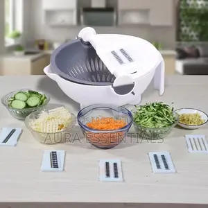 White Vegetable Cutter With Drain Basket, for Home Kitchen