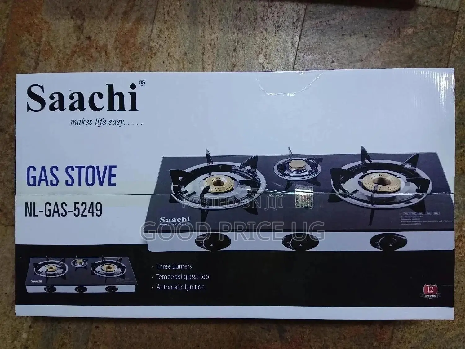 Saachi 3 Burner Glass Gas Stove