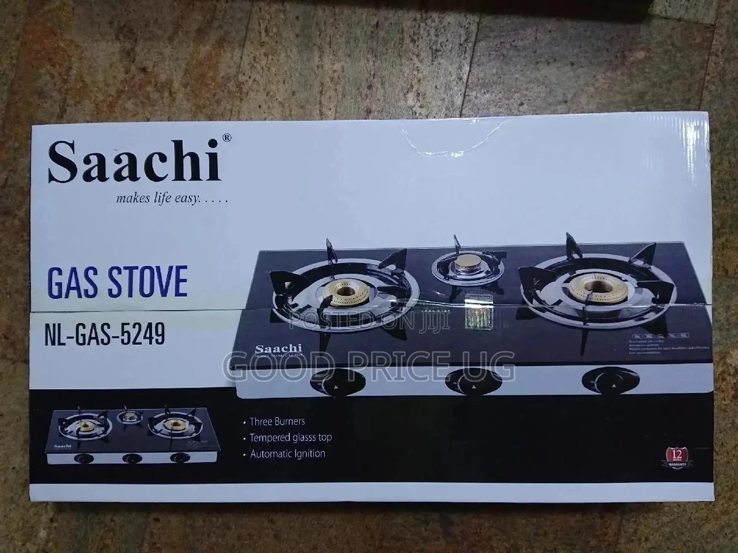 Saachi 3 Burner Glass Gas Stove
