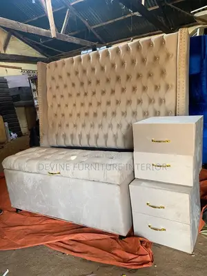 5x6 Bed Available Now, With Bedside Drawers and Ottoman.