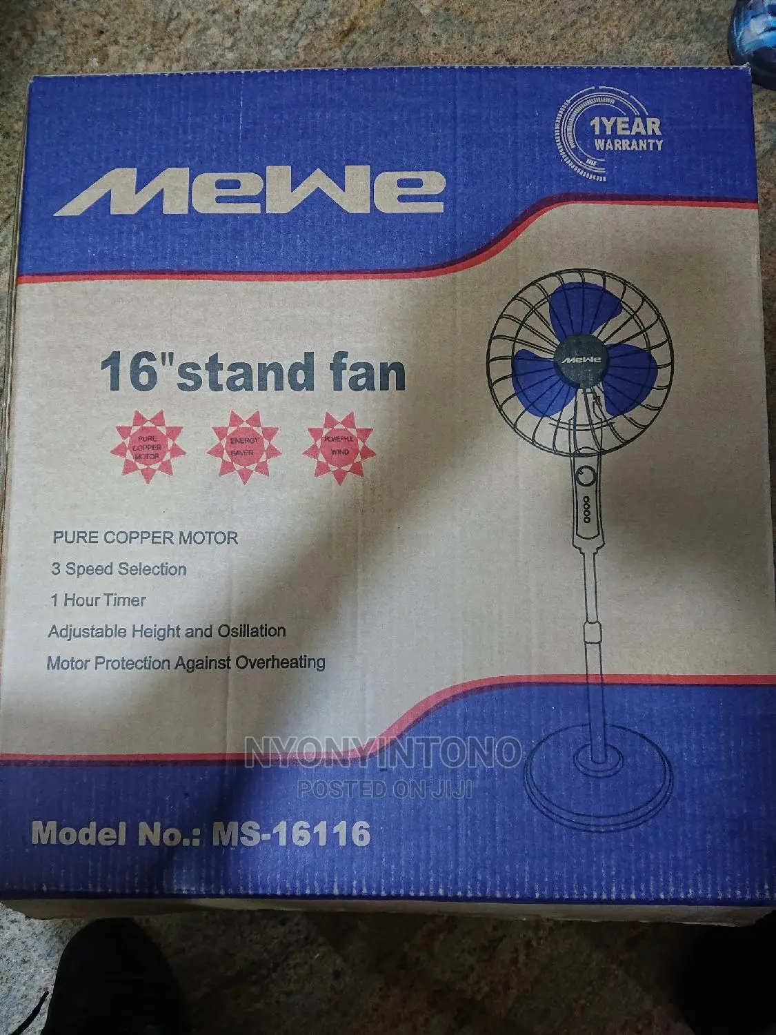 Mewe Stand Fan Available in Black and White Colour