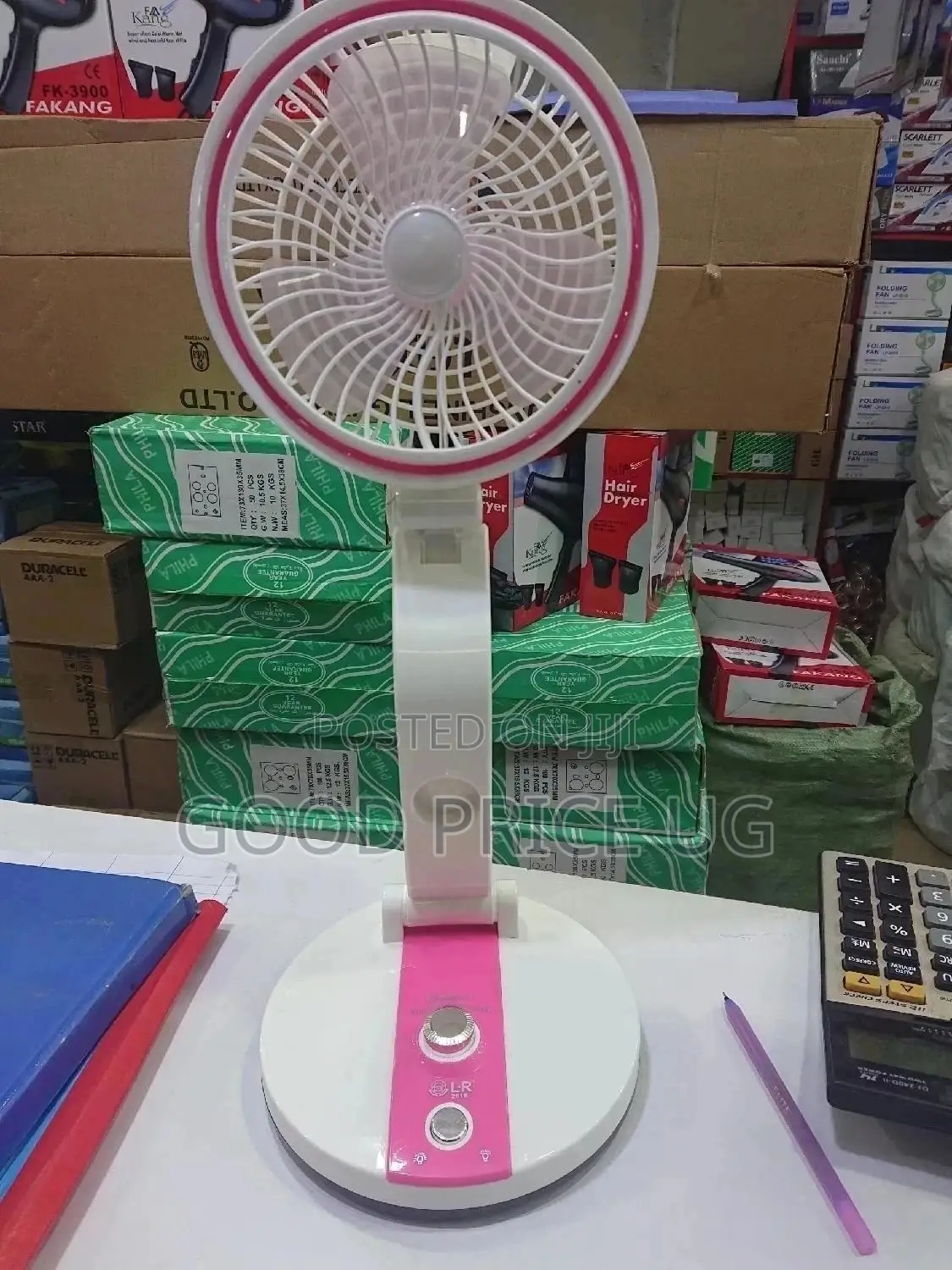 Foldable Rechargeable Mini Table Fan With LED Light