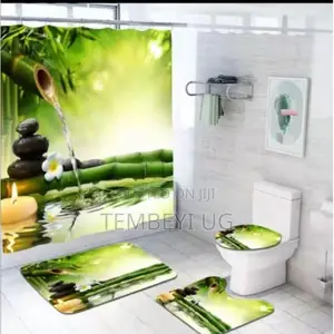 4 in 1 Bathroom Mats and Shower Curtain