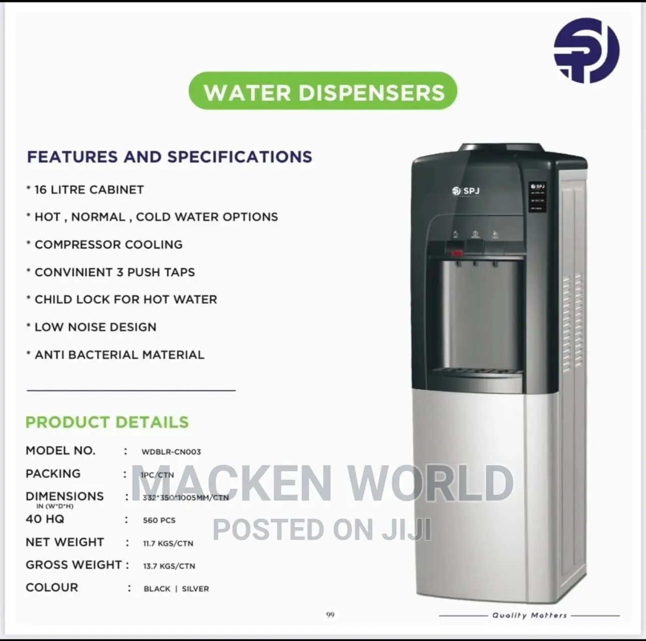 SPJ Water Dispenser 3 Taps