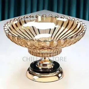 Crystal Metal Fruit Glass Bowl