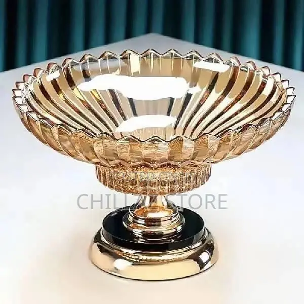 Crystal Metal Fruit Glass Bowl