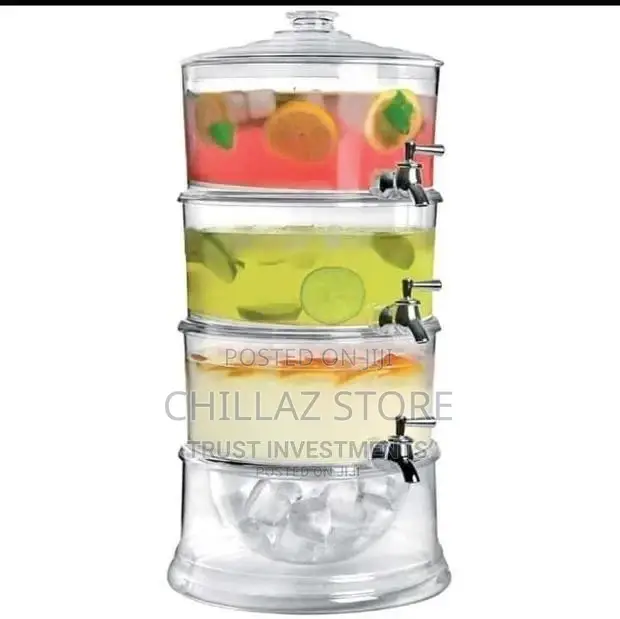 3tier Acrylic Beverage Fruit Dispenser With Ice Chamber Base
