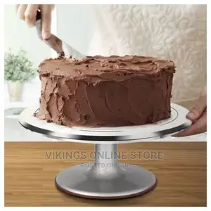 Metallic Cake Stand Turntable-Silver
