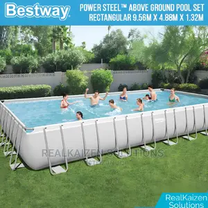 BESTWAY Power Steel Rectangular Swimming Pool 9.56x4.88M