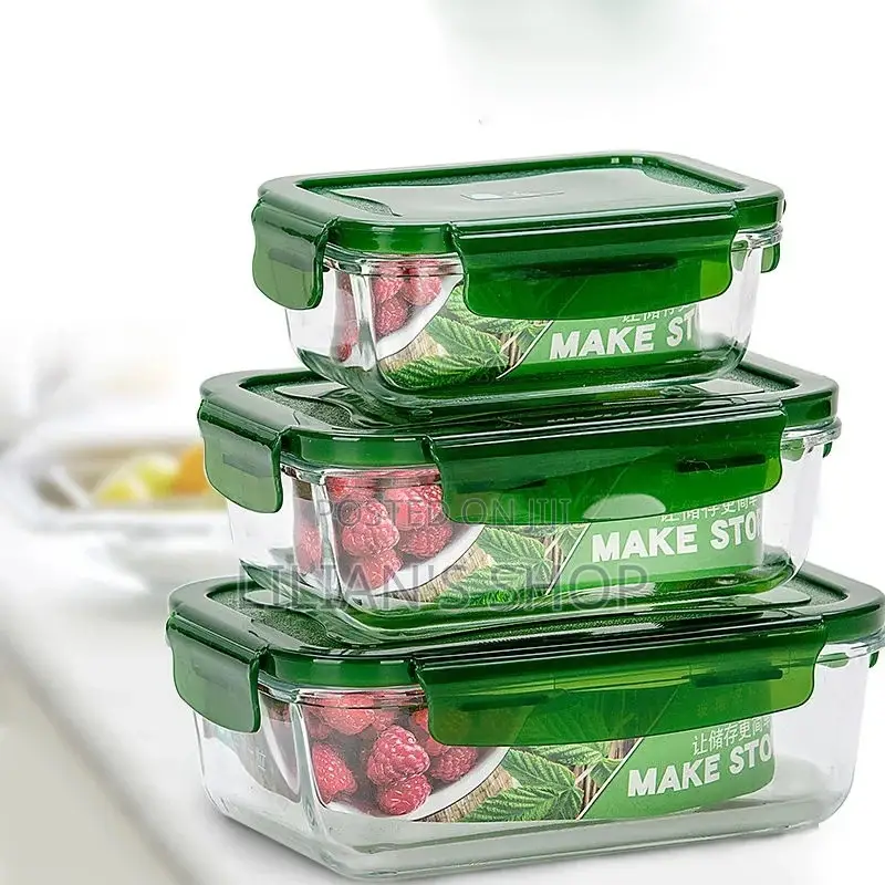 3pcs Lunch Box Separate Glass Bowl 3pcs