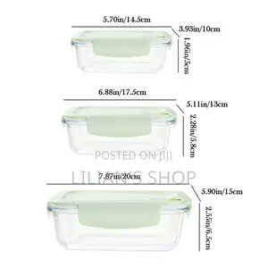 3pcs Lunch Box Separate Glass Bowl 3pcs