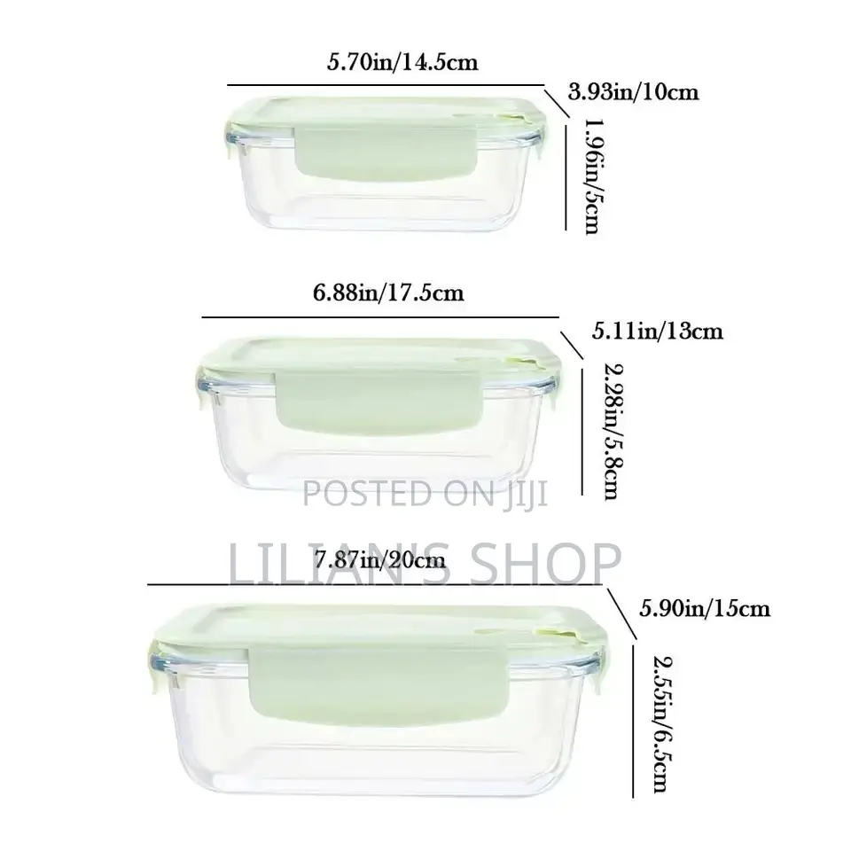 3pcs Lunch Box Separate Glass Bowl 3pcs