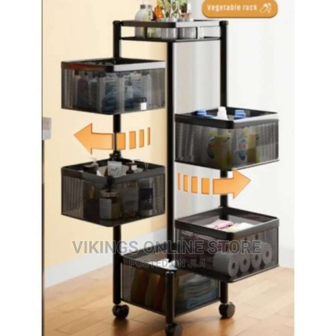 5 Tier Kitchen, Storage Rack Basket Trolley Organizer
