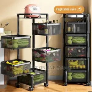 5 Tier Kitchen, Storage Rack Basket Trolley Organizer