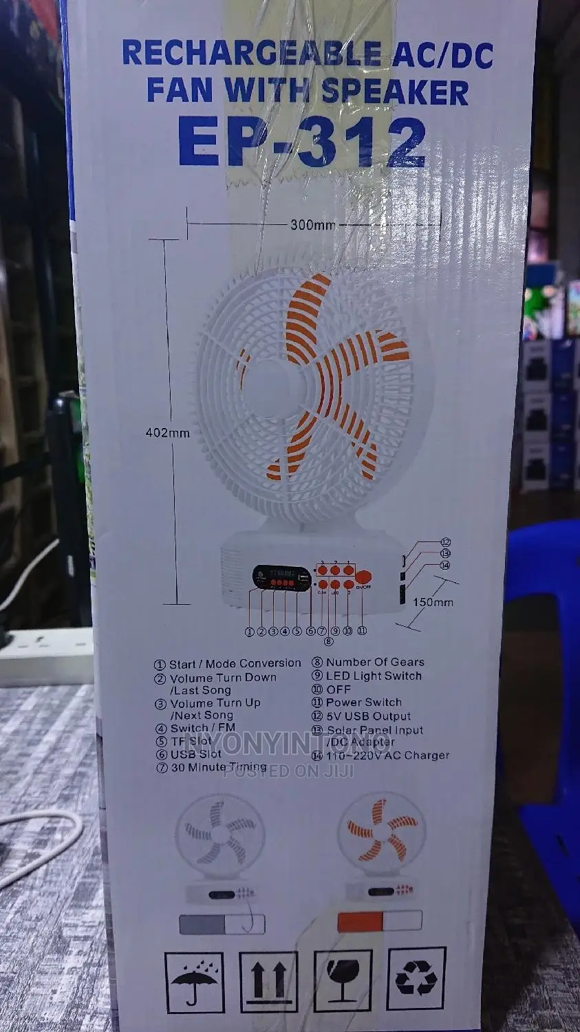 Rechargeable Fan, Bluetoothspeaker, Lamp With Solarpanel