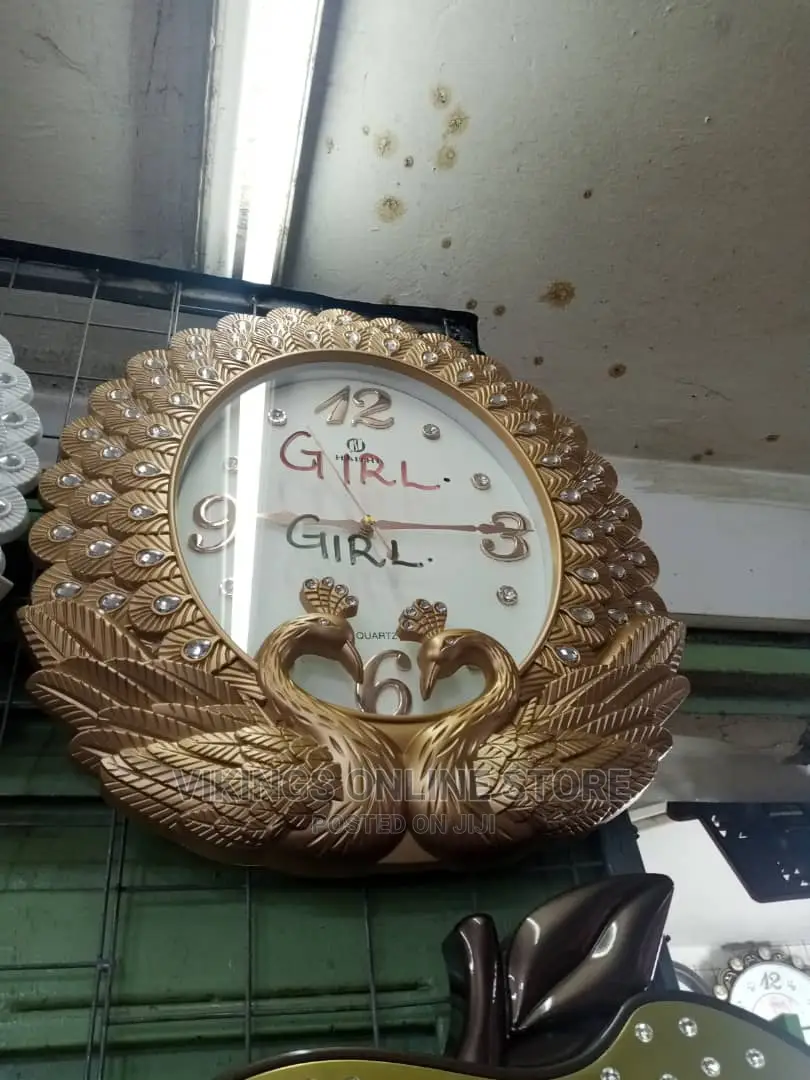 Golden Classy Peacock Wall Clock.