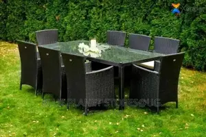 Balcony/Outdoor Chrome Glass Table + 8 Seater Chairs | PATIO
