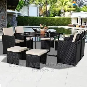 Balcony/Outdoor Chrome 8 Seater Chairs + Glass Table | PATIO