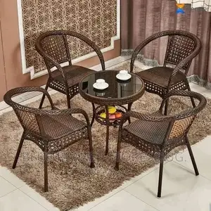 Balcony/Outdoor Chrome Glass Table + 4 Seater Chairs | PATIO