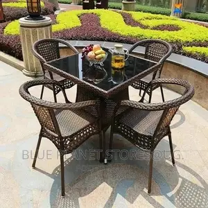 Balcony/Outdoor Chrome Glass Table + 4 Seater Chairs | PATIO