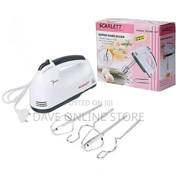 Scarlett 7 Speed Hand Mixer With Beater + Dough Hook