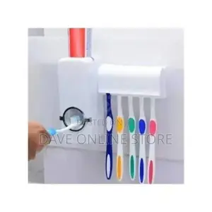 White Toothbrush Holder and Automatic Toothpaste Dispenser