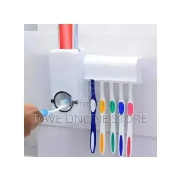 White Toothbrush Holder and Automatic Toothpaste Dispenser