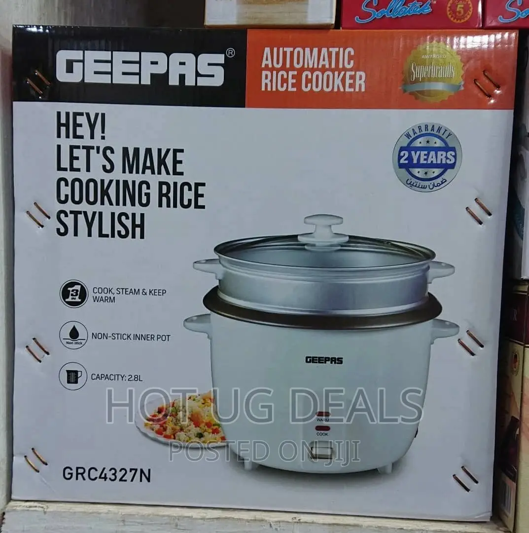 Geepas 2.8 Liters Non Stick Automatic Rice Cooker Grc4327-White/Silver