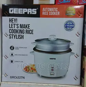 Geepas 2.8 Liters Non Stick Automatic Rice Cooker Grc4327-White/Silver