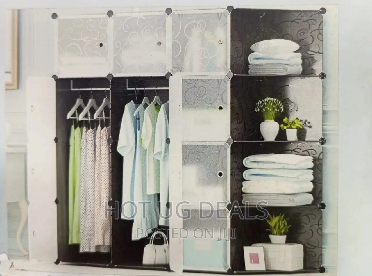 3 Column Frosted Plastic Wardrobe _ Black