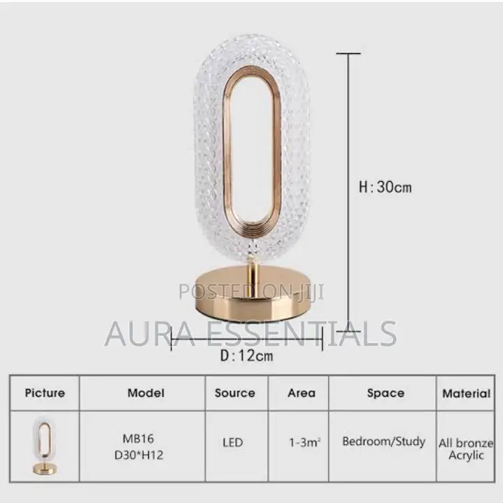 Luxury Oval Crystal Table Lamp