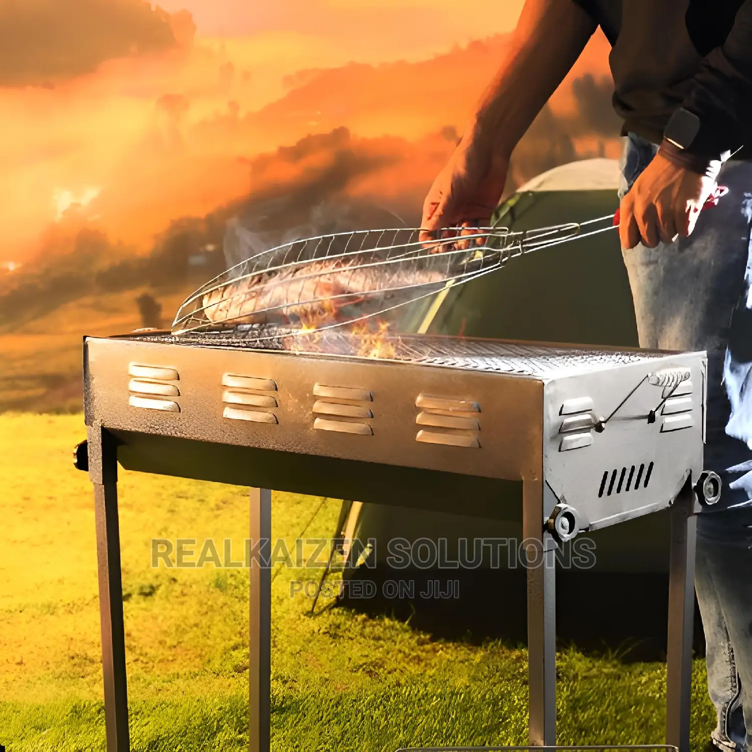 ROYALFORD Durable Iron Casting Barbecue Stand With Grill