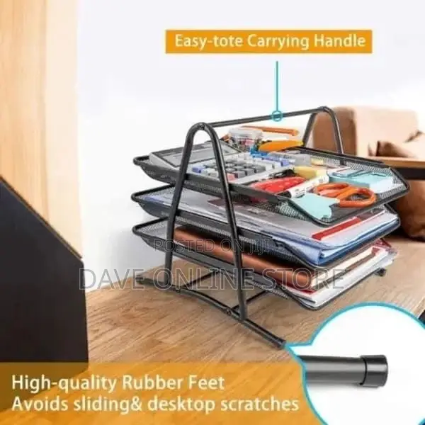 3 Tier Mesh Document Tray Filing Data Rack