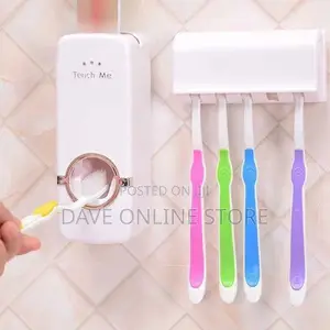 Home Easy Toothpaste Dispenser With Toothbrush Holder