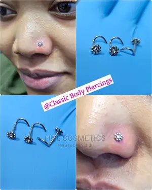1pc Corkscrew Nose Studs, Stainless Steel Flower Nose Pin