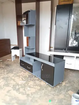 Dark Grey and Black Tv Stand 4 Feet