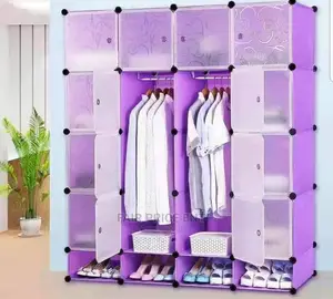 Plastic Closet Three Coloums (Purple)