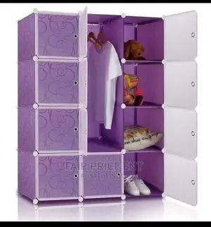 Plastic Closet Three Coloums (Purple)