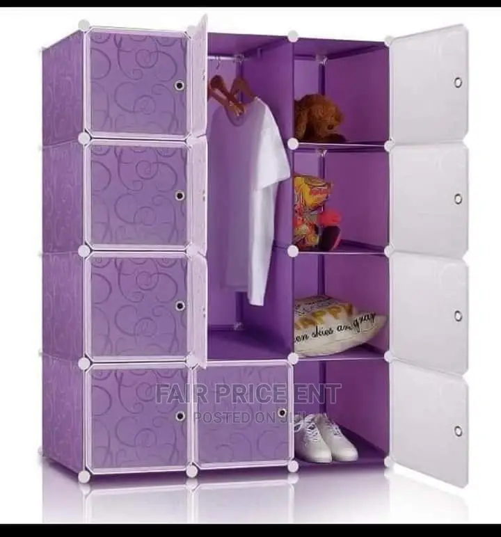 Plastic Closet Three Coloums (Purple)
