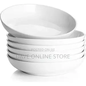 6 Pieces of Deep Soup Plates Bowls, White